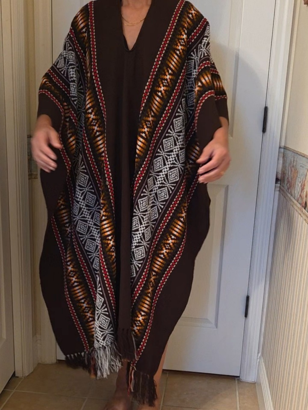 Vintage 1970s Andean Woven Poncho